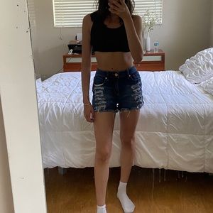 EXPRESS DENIM RIPPED SHORTS (SIZE 4)